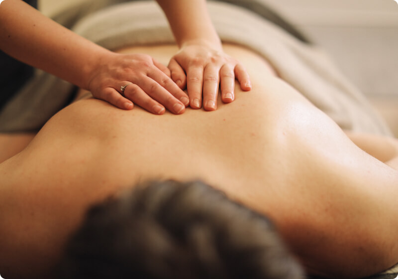 Man receiving a back massage